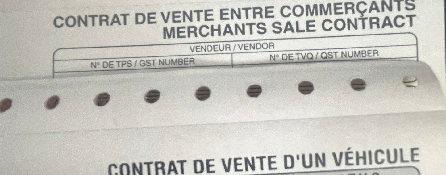 contrats de vente de véhicule d'occasion